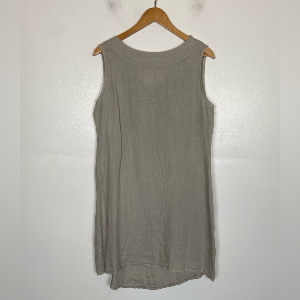 Bellambra Italian Linen Mini Dress Size M Cream Lace Ecru Back Coastal Cruise